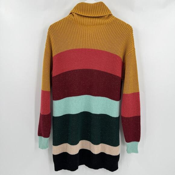 Farm Rio de Janeiro Rainbow Turtleneck Striped Knit‎ Sweater Dress Size XS - Picture 6 of 10